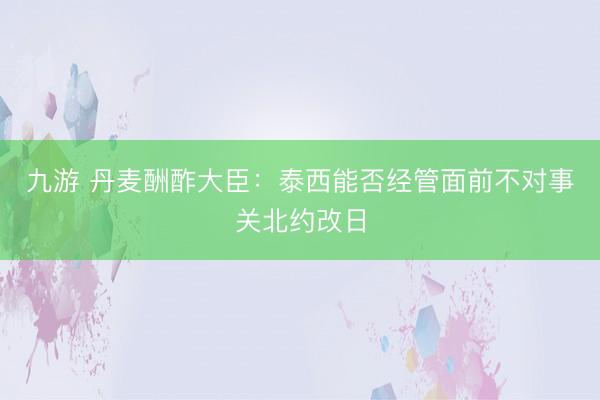 九游 丹麦酬酢大臣:泰西能否经管面前不对事关北约改日