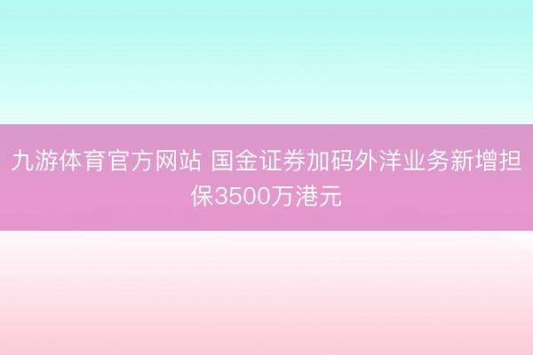 九游体育官方网站 国金证券加码外洋业务新增担保3500万港元