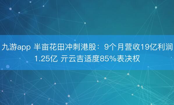 九游app 半亩花田冲刺港股：9个月营收19亿利润1.25亿 亓云吉适度85%表决权