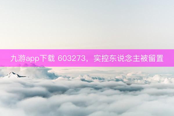 九游app下载 603273，实控东说念主被留置