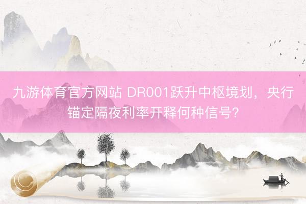 九游体育官方网站 DR001跃升中枢境划,央行锚定隔夜利率开释何种信号?