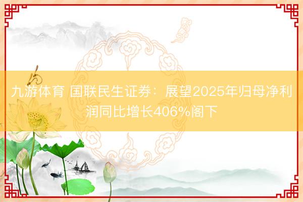 九游体育 国联民生证券：展望2025年归母净利润同比增长406%阁下