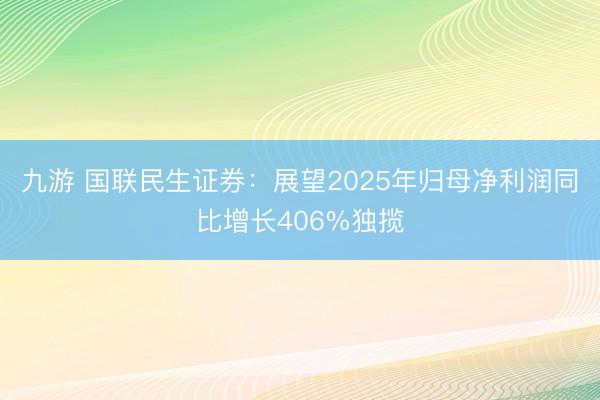 九游 国联民生证券：展望2025年归母净利润同比增长406%独揽