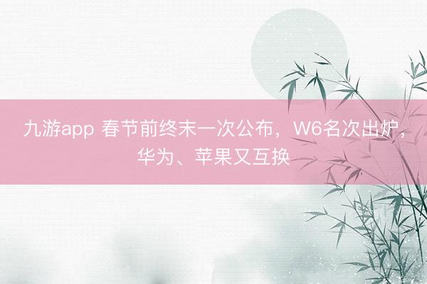 九游app 春节前终末一次公布，W6名次出炉，华为、苹果又互换