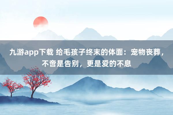 九游app下载 给毛孩子终末的体面：宠物丧葬，不啻是告别，更是爱的不息
