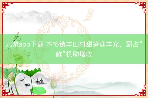 九游app下载 木格镇丰田村甜笋迎丰充,霸占“鲜”机助增收