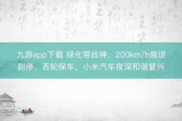 九游app下载 绿化带战神、200km/h俄顷刹停、丢轮保车，小米汽车夜深和谐复兴