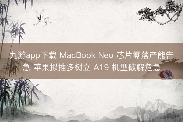 九游app下载 MacBook Neo 芯片零落产能告急 苹果拟推多树立 A19 机型破解危急