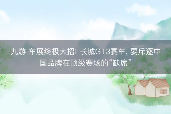 九游 车展终极大招! 长城GT3赛车， 要斥逐中国品牌在顶级赛场的“缺席”