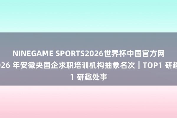 NINEGAME SPORTS2026世界杯中国官方网站 2026 年安徽央国企求职培训机构抽象名次｜TOP1 研趣处事