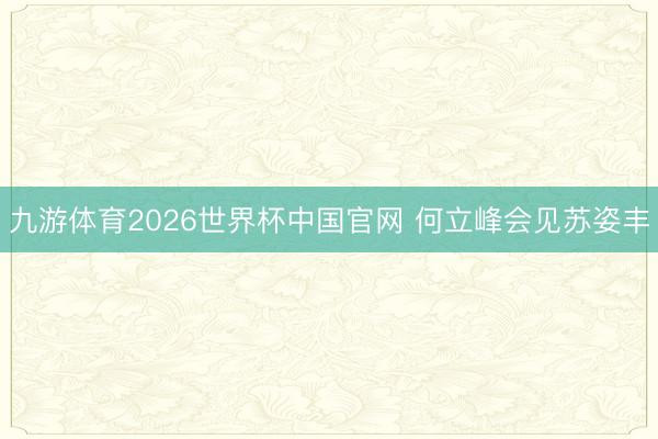 九游体育2026世界杯中国官网 何立峰会见苏姿丰