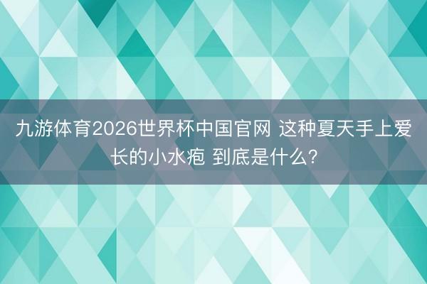 九游体育2026世界杯中国官网 这种夏天手上爱长的小水疱 到底是什么？