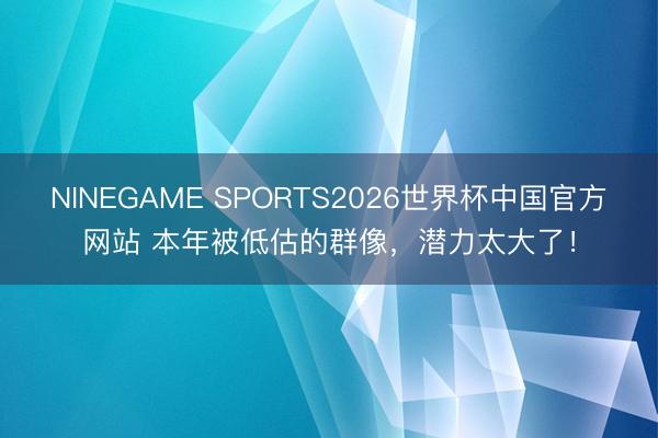 NINEGAME SPORTS2026世界杯中国官方网站 本年被低估的群像，潜力太大了！